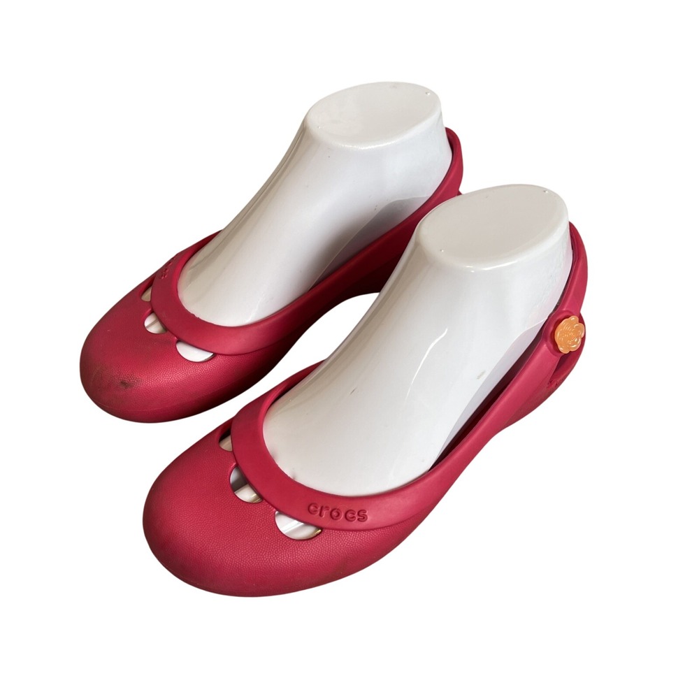 Crocs Jayna Slingback Slip-On Hot Pink Flats Women 6 Mary Jane Ballet Sandals